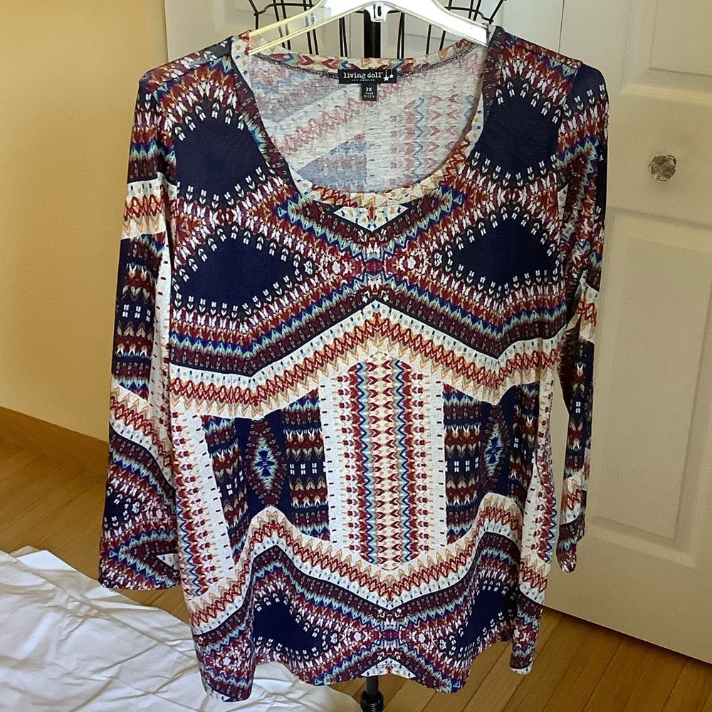 Living Doll Multicolor Patterned Blouse